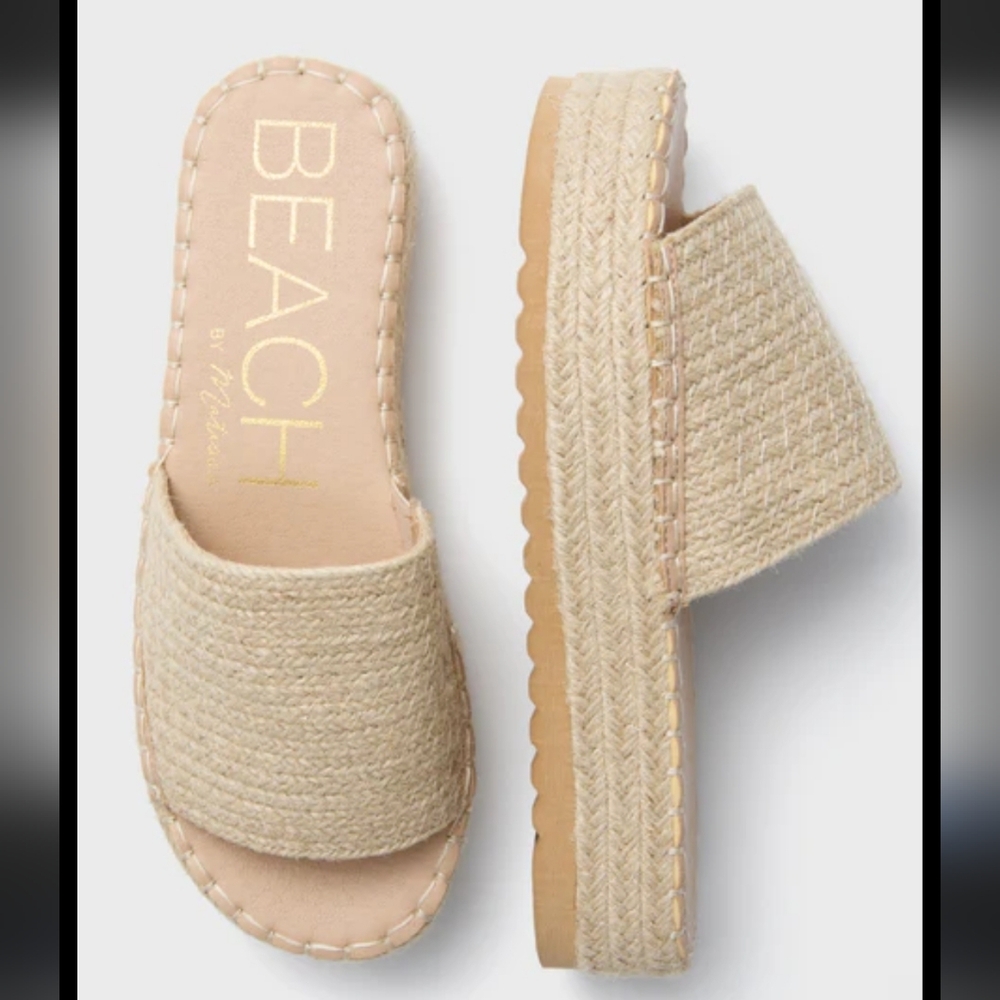 BEACH By Matisse Natural Woven Slide Sandals